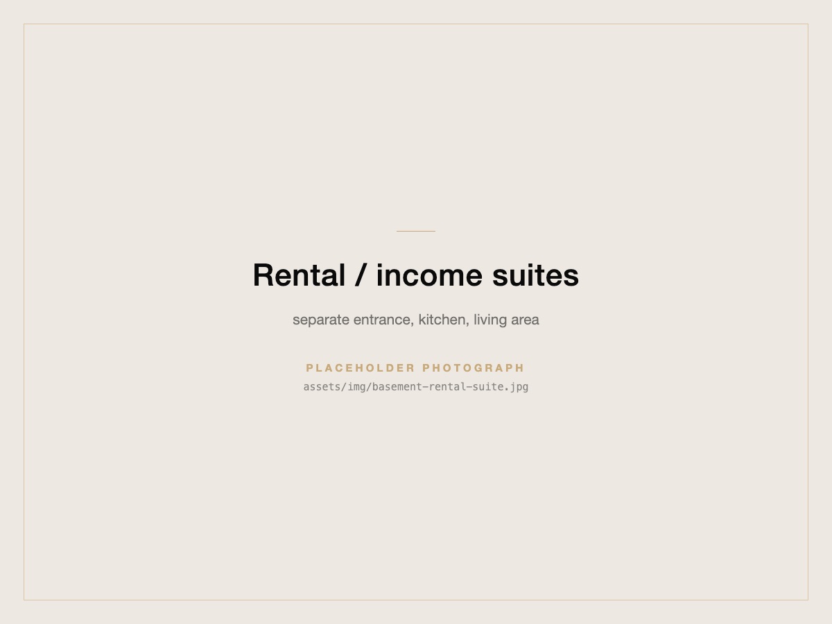 A basement rental suite with its own entrance, kitchen, and living area.